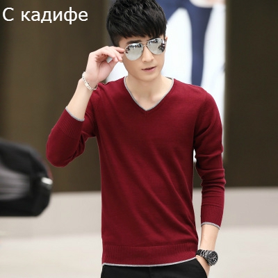 Мъжка блуза с V-образна яка - в много различни цветове с кадифе и без