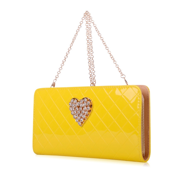 Γυναικείες  μικρές χρωματιστές τσάντες με μακρύ χερούλι αλυσίδα Κίτρινο, Λευκό, Μωβ