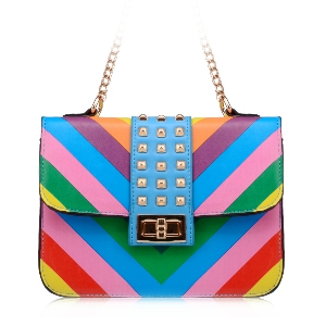 Дамска уникална малка чанта с цветовете на дъгата 