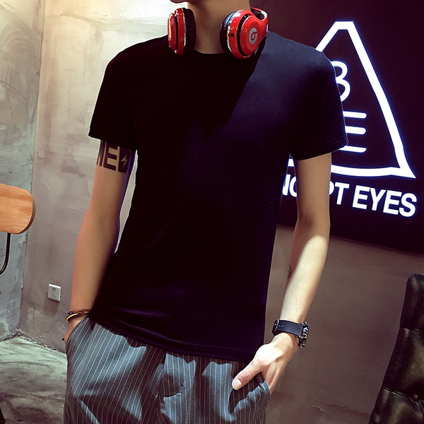 Мъжки тениски с О-образна яка - в сив,бял,син,зелен и черен цвят