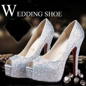 Луксозни дамски обувки с камъни с 11см  и 14см ток      