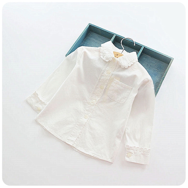 Παιδικά λευκά πουκάμισα με μακρύ μανίκι για κορίτσια