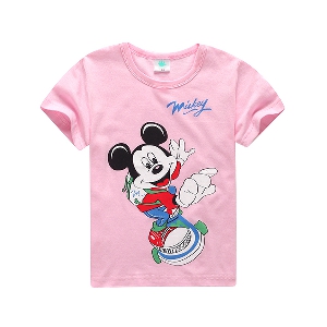 Детска тениска с къс ръкав \'Мики Маус\' - жълта, зелена, сива, синя, бяла и розова