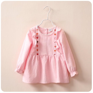 Детска рокля за момичета - розова и бяла - пролетна и лятна