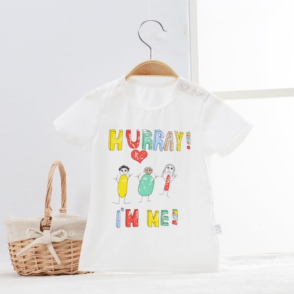 Παιδικό καλοκαιρινό κοντό μανίκι T-shirt με κινούμενα σχέδια - δεινόσαυρος, καρπούζι, ελικόπτερο, λευκό, μωβ, πορτοκαλί χρώμα