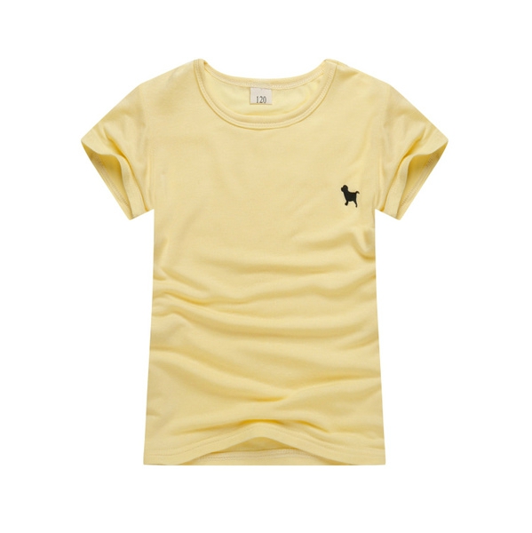 Детски летни тениски с къс ръкав за момичета и момчета - розови, жълти, зелени, розови и черни