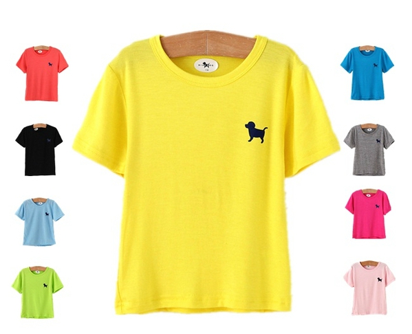 Детски летни тениски с къс ръкав за момичета и момчета - розови, жълти, зелени, розови и черни