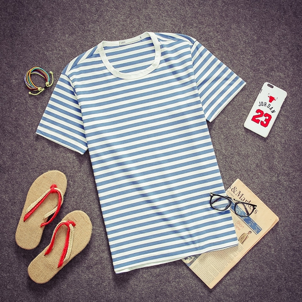 ανδρικά πουκάμισα ριγέ με O-σχήμα γιακά - μαύρο, κίτρινο, κόκκινο, πορτοκαλί, μπλε και πράσινο