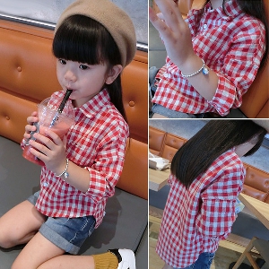 Детска карирана пролетна риза за момичета