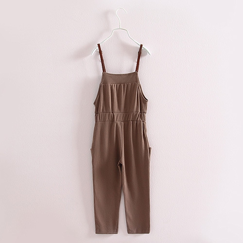 Детски гащеризон за момичета - в сив и кафяв цвят