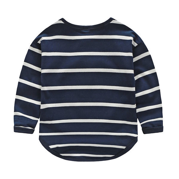 Модерна детска блуза на райета - в син и бял цвят 