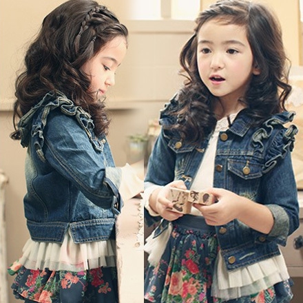 Сладко детско дънково яке за момичета - 1 модел