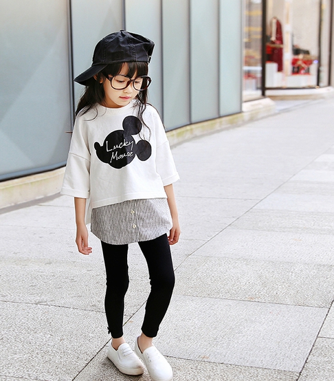 Детско сиво широко потниче за момичета