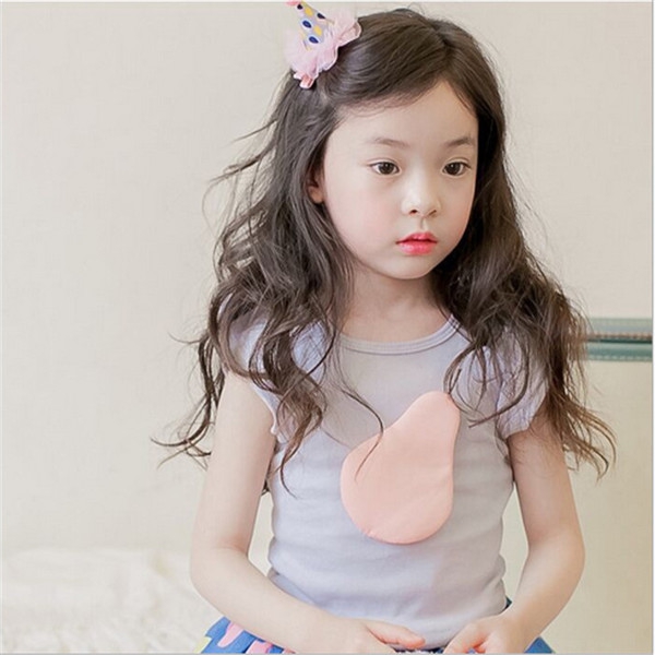 Детска лятна тениска с къс ръкав за момичета - с изобразена круша в няколко цвята