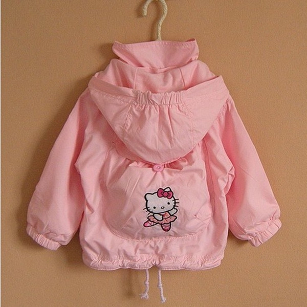 Детско пролетно яке за момичета с качулка - розово 