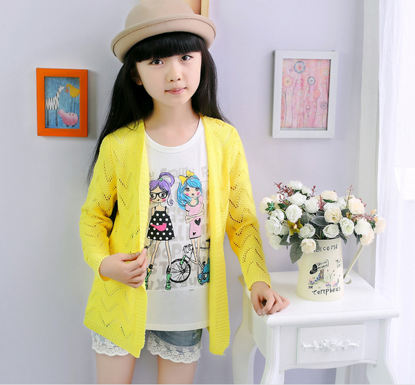 Παιδικές μοντέρνές ζακέτες  για κορίτσια σε τρία χρώματα - κόκκινο, πράσινο και κίτρινο