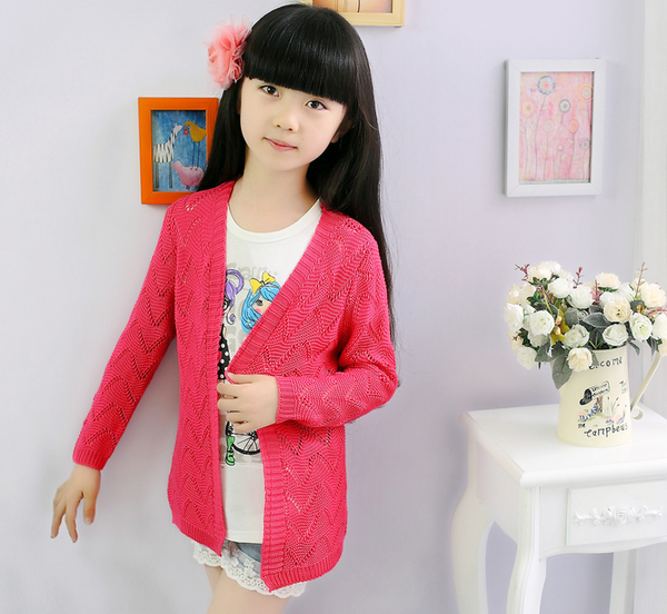 Παιδικές μοντέρνές ζακέτες  για κορίτσια σε τρία χρώματα - κόκκινο, πράσινο και κίτρινο