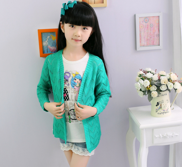 Παιδικές μοντέρνές ζακέτες  για κορίτσια σε τρία χρώματα - κόκκινο, πράσινο και κίτρινο