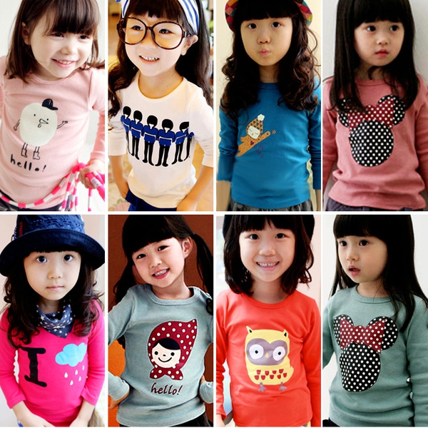 Детски блузи с дълъг ръкав за момичета - 42 модела 