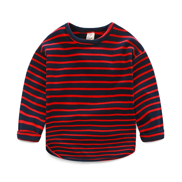 Детски блузи за момчета на райета - в бял,черен,червен и син цвят