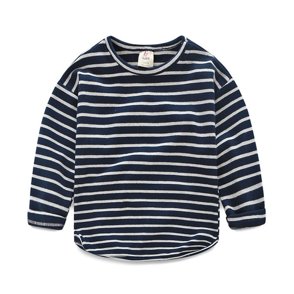 Детски блузи за момчета на райета - в бял,черен,червен и син цвят