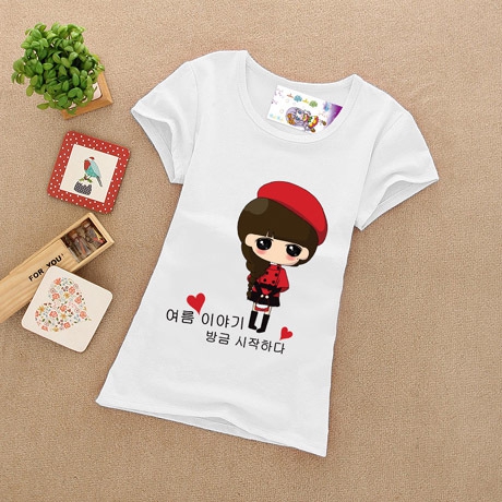 Детски цветни памучни тениски за момичета - зелени, жълти, розови - топ модели