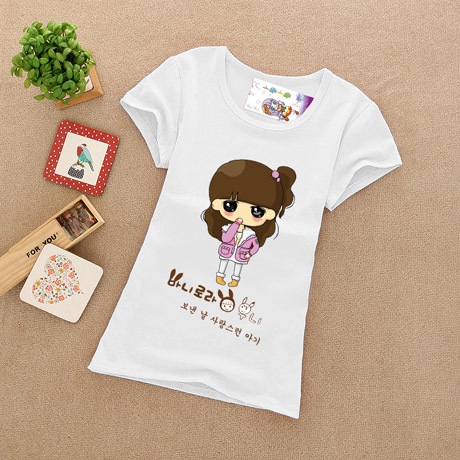 Детски цветни памучни тениски за момичета - зелени, жълти, розови - топ модели