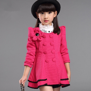Детско модерно палто за момичета в три топ цвята - розов, син, цикламен - пролет и есен