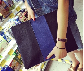 Дамска ежедневна чанта - синьо с черно