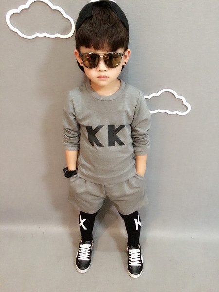 Ανοιξιάτικο παιδικό σετ με 2 μέρη για αγόρια - σε γκρι και μαύρο χρώμα