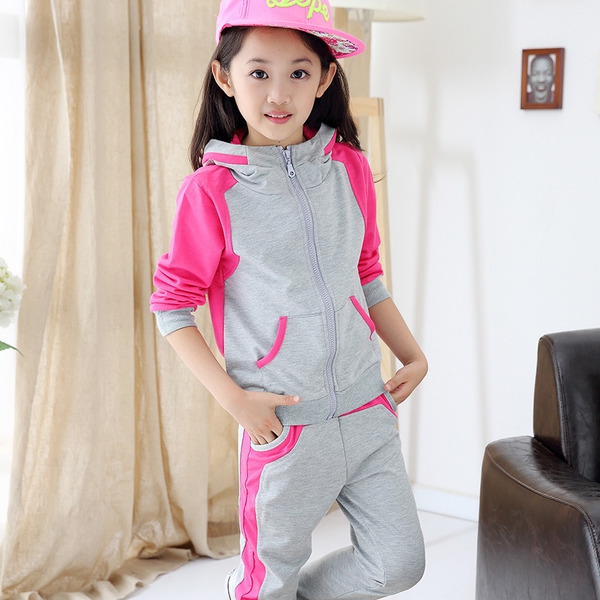 Ανοιξηάτικη παιδική φόρμα με κουκούλα για κορίτσια - 3 χρώματα