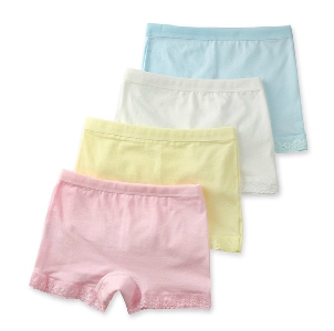 Детско памучно бельо за момичета - комплект четири броя - розов, жълт, бял и син