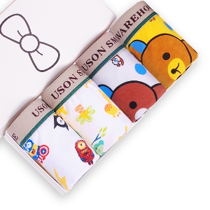 Комплект детско памучно бельо за момчета в 4 бройки и разнообразни анимационни модели - жираф, мече и други