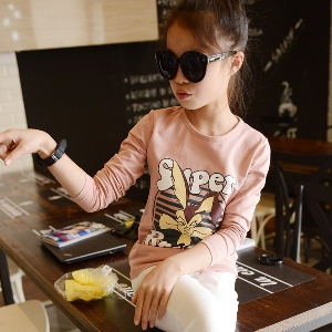 Детска модерна тениска за момичета в два цвята розова и бяла