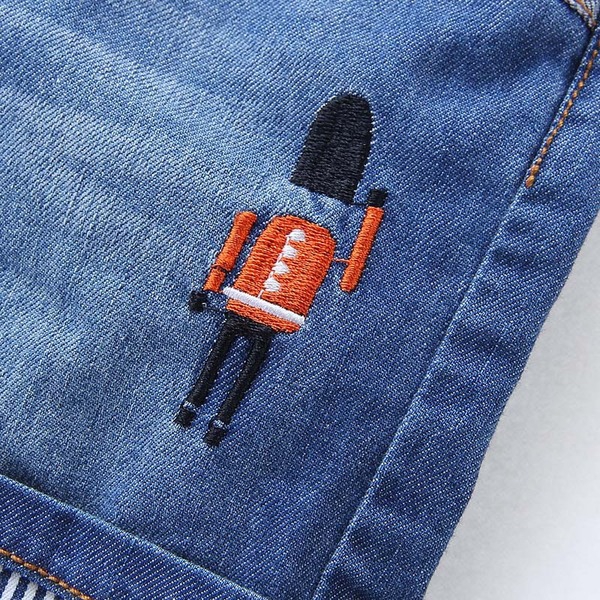 Детски къси дънкови панталони с тиранти за момчета