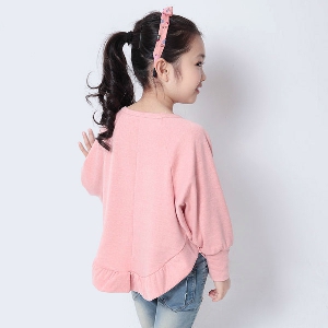 Ежедневна детска тениска с дълъг ръкав за момичета в розов цвят
