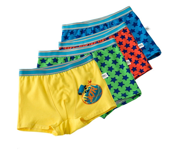 Комплект от 4 броя детско бельо за момчета и момичета - жълт, зелен, червен и син цвят