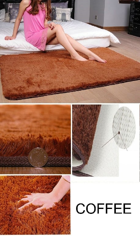 Shaggy тънък килим за всекидневната със силиконово подложка