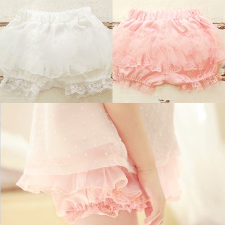 Детски летни къси панталони с дантела за момичета - 2 модела  
