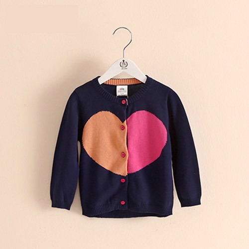 Жилетка на сърца за момичета в сиво и тъмно синьо