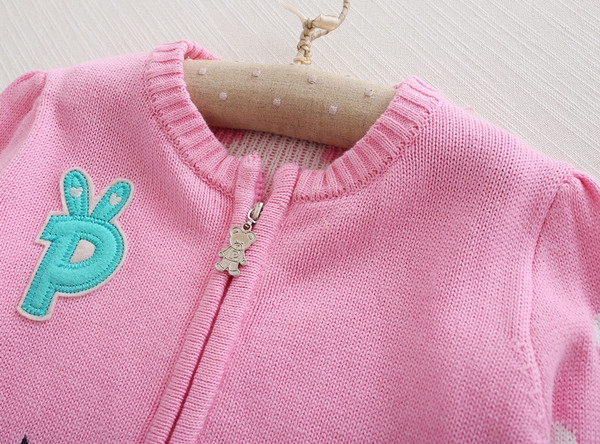 Παιδική ανοιξηάτικη ζακέτα με φερμουάρ σε ροζ  χρώμα