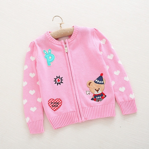 Παιδική ανοιξηάτικη ζακέτα με φερμουάρ σε ροζ  χρώμα