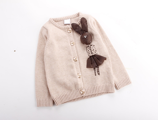 Детска пролетна жилетка със зайче в бежов цвят