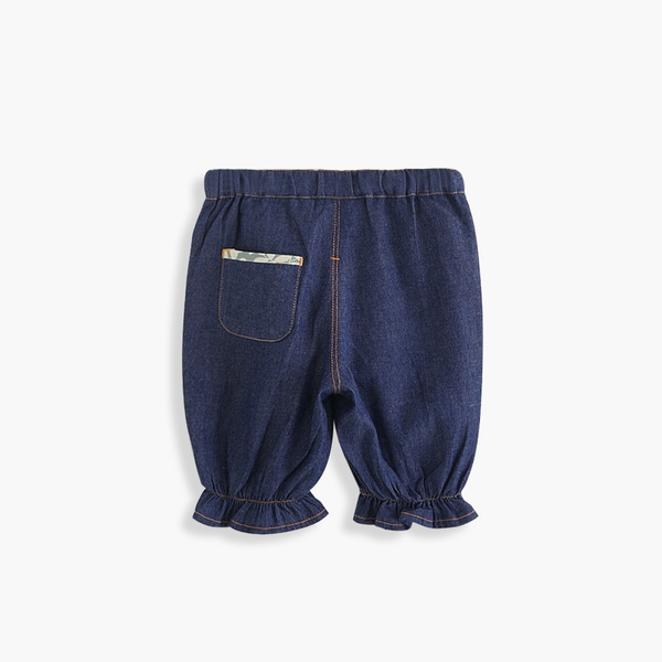 Детски дънкови къси панталони с панделка за момичета 