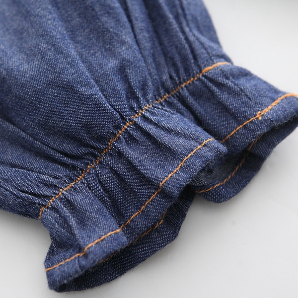 Детски дънкови къси панталони с панделка за момичета 