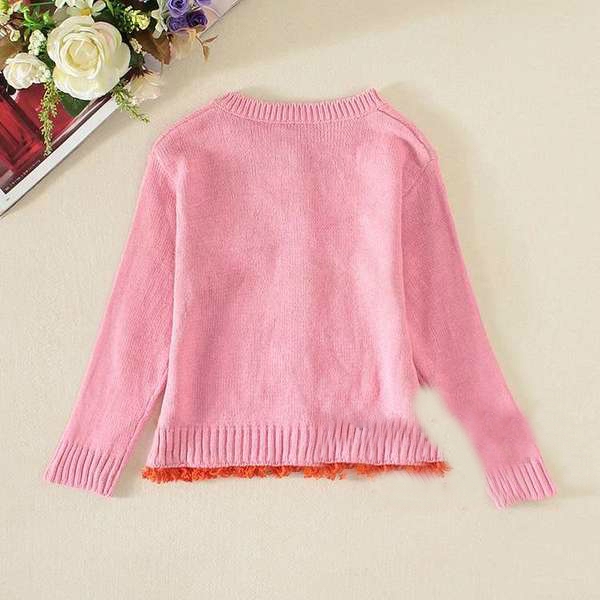 Παιδική ζακέτα με κουμπιά και μακριά μανίκια σε ροζ χρώμα