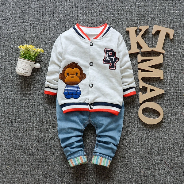 Детски суичер с копчета и маймунка