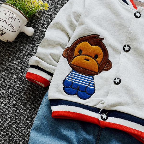 Детски суичер с копчета и маймунка