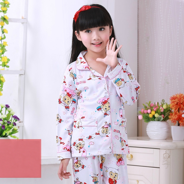 Детска пролетна пижама за момичета с О-образна яка - в 8 различни модела