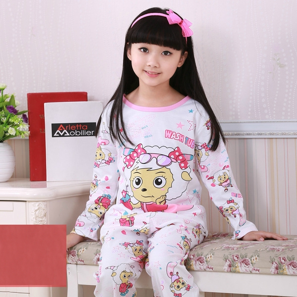 Детска пролетна пижама за момичета с О-образна яка - в 8 различни модела